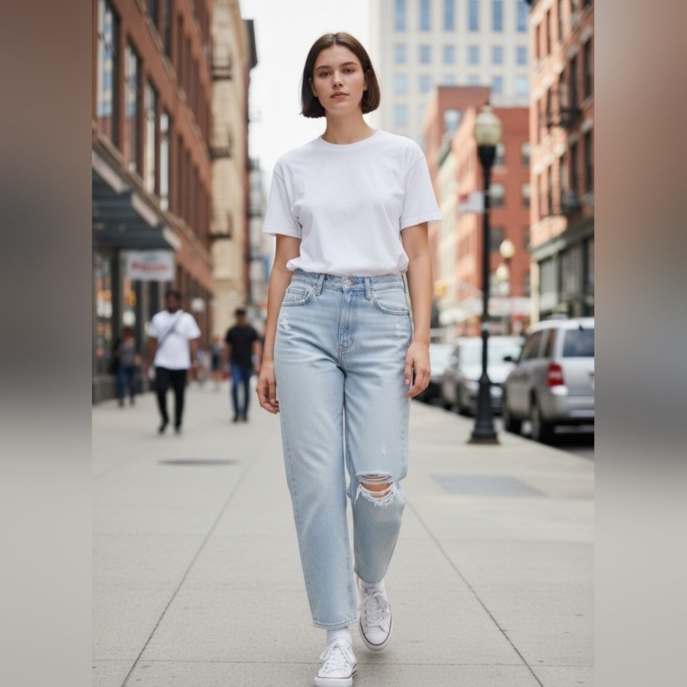 Wild Fable Women's Light Blue Distressed Jeans Relaxed Fit Size 0 30" Inseam NWT